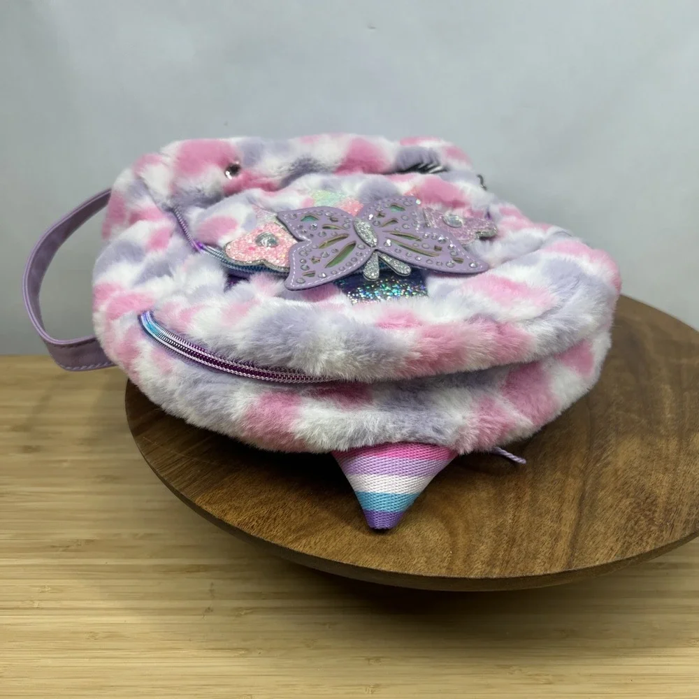 Miss‎ Gwen's OMG Accessories Unicorn Mini Backpack Faux Fur Butterfly NWT